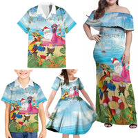 Have Yourself A Beachy Little Christmas Family Matching Off Shoulder Maxi Dress and Hawaiian Shirt with Santa Chilling - Polynesian Pride
