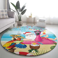 Have Yourself A Beachy Little Christmas Round Carpet with Santa Chilling - Polynesian Pride