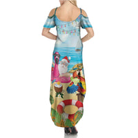 Have Yourself A Beachy Little Christmas Summer Maxi Dress with Santa Chilling - Polynesian Pride