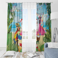 Have Yourself A Beachy Little Christmas Window Curtain with Santa Chilling - Polynesian Pride