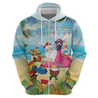 Have Yourself A Beachy Little Christmas Zip Hoodie with Santa Chilling - Polynesian Pride