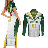 Cook Islands Rugby Custom Couples Matching Short Sleeve Bodycon Dress and Long Sleeve Button Shirt Kuki's Aitu Champions - Polynesian Pride
