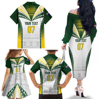 Cook Islands Rugby Custom Family Matching Off The Shoulder Long Sleeve Dress and Hawaiian Shirt Kuki's Aitu Champions - Polynesian Pride