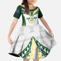 Cook Islands Rugby Custom Family Matching Off Shoulder Maxi Dress and Hawaiian Shirt Kuki's Aitu Champions LT7 Daughter's Dress Colorful - Polynesian Pride