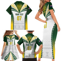 Cook Islands Rugby Custom Family Matching Short Sleeve Bodycon Dress and Hawaiian Shirt Kuki's Aitu Champions - Polynesian Pride