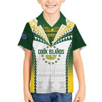 Cook Islands Rugby Custom Family Matching Short Sleeve Bodycon Dress and Hawaiian Shirt Kuki's Aitu Champions LT7 Son's Shirt Colorful - Polynesian Pride