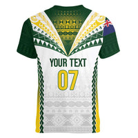 Cook Islands Rugby Custom Women V-Neck T-Shirt Kuki's Aitu Champions - Polynesian Pride