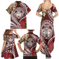 Aloha Hawaii Big Island Family Matching Summer Maxi Dress and Hawaiian Shirt Ohia Lehua Wahine