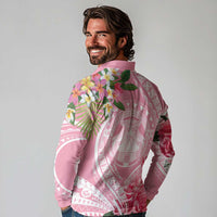 Aloha Hawaii Maui Long Sleeve Polo Shirt Goddess Lokelani Rose