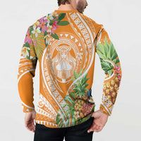 Aloha Hawaii Lanai Button Sweatshirt Frangipani Mix Pineapple
