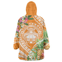 Aloha Hawaii Lanai Wearable Blanket Hoodie Frangipani Mix Pineapple