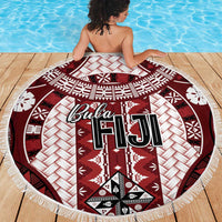 Bula Fiji Vintage Beach Blanket Scarlet Masi Motifs