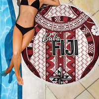 Bula Fiji Vintage Beach Blanket Scarlet Masi Motifs
