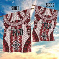 Bula Fiji Vintage Garden Flag Scarlet Masi Motifs