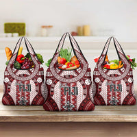 Bula Fiji Vintage Grocery Bag Scarlet Masi Motifs