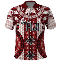 Bula Fiji Vintage Polo Shirt Scarlet Masi Motifs