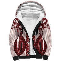 Bula Fiji Vintage Sherpa Hoodie Scarlet Masi Motifs