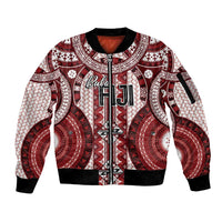 Bula Fiji Vintage Sleeve Zip Bomber Jacket Scarlet Masi Motifs