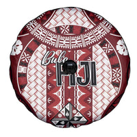 Bula Fiji Vintage Spare Tire Cover Scarlet Masi Motifs