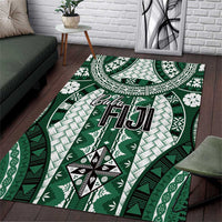 Bula Fiji Vintage Area Rug Phthalo Green Masi Motifs