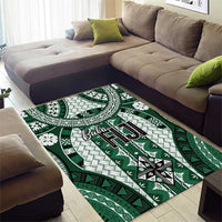 Bula Fiji Vintage Area Rug Phthalo Green Masi Motifs