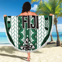 Bula Fiji Vintage Beach Blanket Phthalo Green Masi Motifs