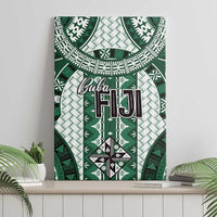 Bula Fiji Vintage Canvas Wall Art Phthalo Green Masi Motifs