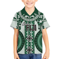 Bula Fiji Vintage Hawaiian Shirt Phthalo Green Masi Motifs