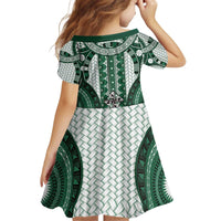 Bula Fiji Vintage Kid Short Sleeve Dress Phthalo Green Masi Motifs
