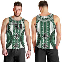 Bula Fiji Vintage Men Tank Top Phthalo Green Masi Motifs
