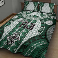 Bula Fiji Vintage Quilt Bed Set Phthalo Green Masi Motifs