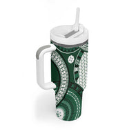 Bula Fiji Vintage Tumbler With Handle Phthalo Green Masi Motifs