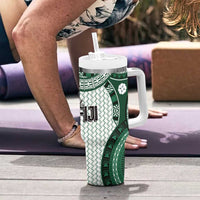 Bula Fiji Vintage Tumbler With Handle Phthalo Green Masi Motifs