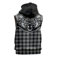 Hawai'i Paniolo Motif Black Sleeveless Zip Hoodie Floral Palaka Print LT7 - Polynesian Pride