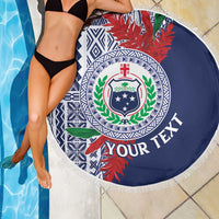 Samoa Rugby Personalized Beach Blanket Toa Samoa Myriad Siapo