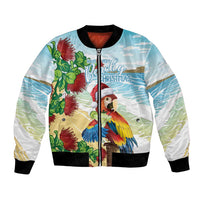 Have A Very Beach Christmas Bomber Jacket Parrot By Lehua Flower - Polynesian Pride