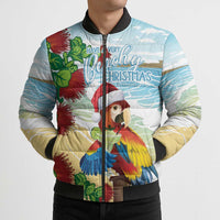 Have A Very Beach Christmas Bomber Puffer Jacket Parrot By Lehua Flower - Polynesian Pride