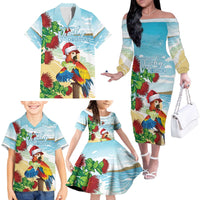 Have A Very Beach Christmas Family Matching Off The Shoulder Long Sleeve Dress and Hawaiian Shirt Parrot By Lehua Flower - Polynesian Pride