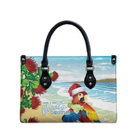 Have A Very Beach Christmas Leather Bag Parrot By Lehua Flower - Polynesian Pride