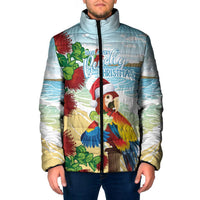 Have A Very Beach Christmas Padded Jacket Parrot By Lehua Flower - Polynesian Pride