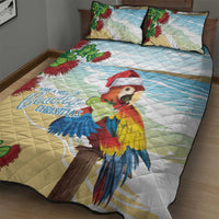 Have A Very Beach Christmas Quilt Bed Set Parrot By Lehua Flower - Polynesian Pride