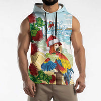 Have A Very Beach Christmas Sleeveless Hoodie Parrot By Lehua Flower - Polynesian Pride