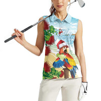 Have A Very Beach Christmas Women Sleeveless Polo Shirt Parrot By Lehua Flower - Polynesian Pride