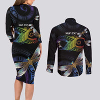 Personalised Polynesian Memorial Couples Matching Long Sleeve Bodycon Dress and Long Sleeve Button Shirt Your Wings Were Ready But My Heart Was Not LT7 - Polynesian Pride