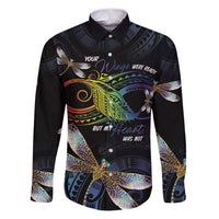 Personalised Polynesian Memorial Family Matching Puletasi and Hawaiian Shirt Your Wings Were Ready But My Heart Was Not LT7 Dad's Shirt - Long Sleeve Black - Polynesian Pride