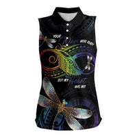 Personalised Polynesian Memorial Women Sleeveless Polo Shirt Your Wings Were Ready But My Heart Was Not LT7 Female Black - Polynesian Pride