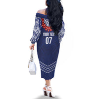 Toa Samoa Rugby Custom Family Matching Off The Shoulder Long Sleeve Dress and Hawaiian Shirt Ulafala Mix Nifo'oti - Polynesian Pride