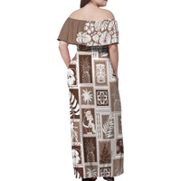 Hawaii Christmas Retro Patchwork Family Matching Off Shoulder Maxi Dress and Hawaiian Shirt Brown LT7 - Polynesian Pride
