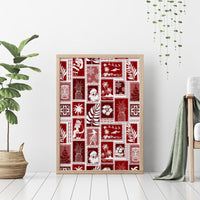 Hawaii Christmas Retro Patchwork Canvas Wall Art Red LT7 - Polynesian Pride