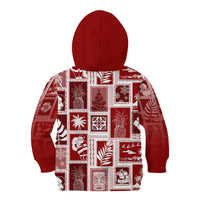 Hawaii Christmas Retro Patchwork Kid Hoodie Red LT7 - Polynesian Pride